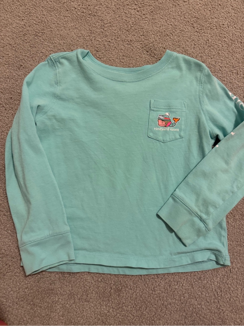 Vineyard Vines Girls' Mint Green Long Sleeve Pocket Tee